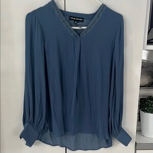 Catherine Malandrino Blue V-Neck Women's Top